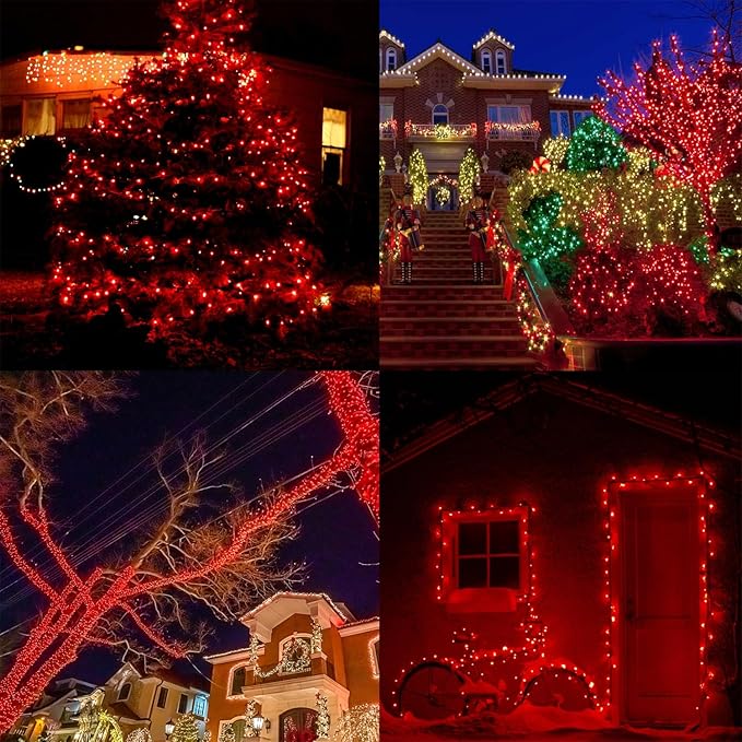 WATERGLIDE 1000 LED Valentines String Lights 328 FT Green Wire LED Decorative Fairy Lights with Remote &amp 8 Modes Waterproof for Outdoor Christmas Holiday Party Garden Wedding Home Decor Red