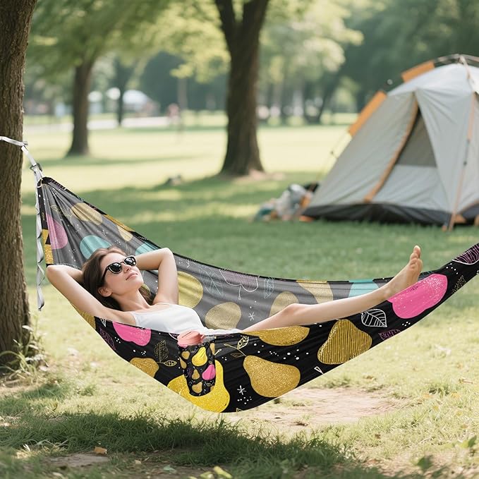 susiyo Portable Camping Hammock Apple Pear Printed Lightweight Hammock Comfortable Travel Swing with Tree Straps for Camping Hiking Backpacking Travel or Beach - Up to 330lbs