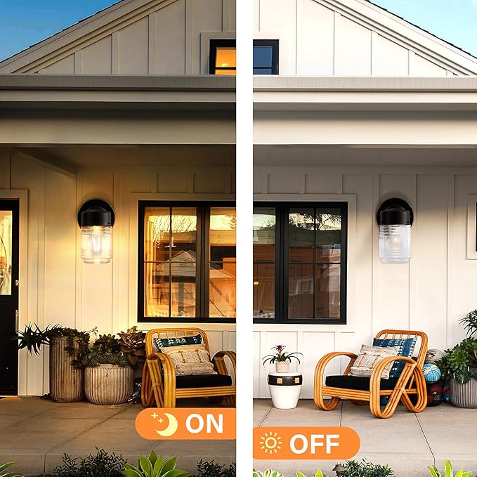 2 Pack Outdoor Wall Lantern Exterior Waterproof Wall Sconce Light Fixtures Black Front Door Lighting with Clear Glass Shade Anti-Rust E26 Socket Porch Lights for Entryway