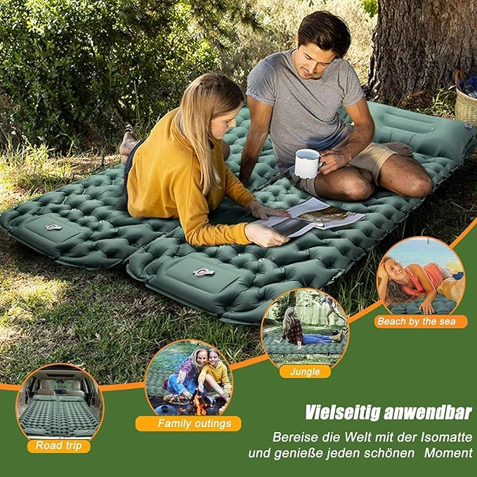 Camping Sleeping Pad Extra Thick Ergonomic Camping Mattress with Built-in Pump Lightweight and Compact for Backpacking Hiking Tent