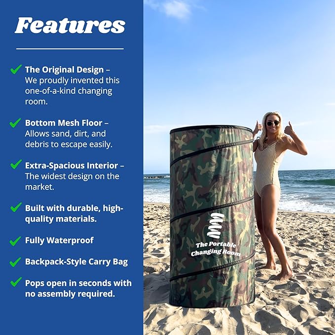 Portable Changing Room Pop Up Pod - Privacy Tent Dressing Room Tube or Portable Toilet Stall with Carry Bag for Camping Beach or Outdoor by The Portable Changing Room