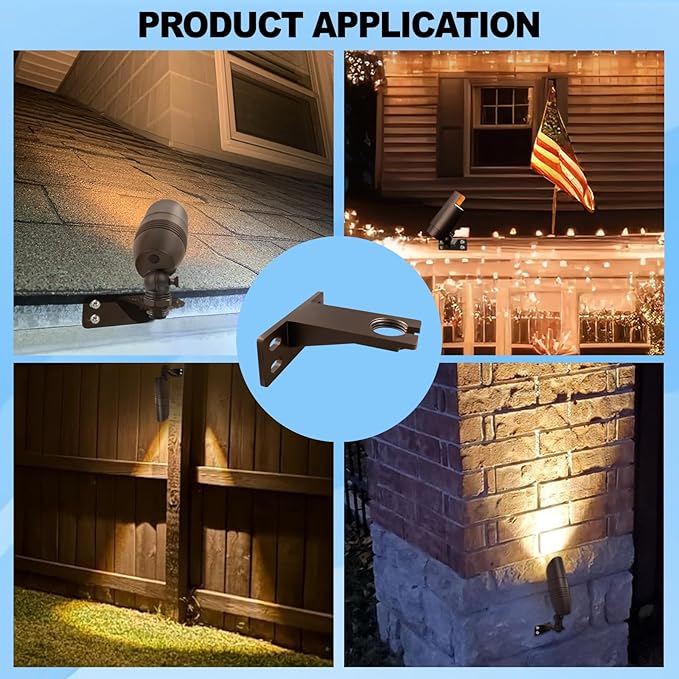 Landscape Lighting Gutter Brackets Mounting Bracket Base Plate for Spotlights Spot Flood Lights Outdoor Landscape Lighting Mounting Accessories Die-Cast Aluminum Bronze Pack of 6