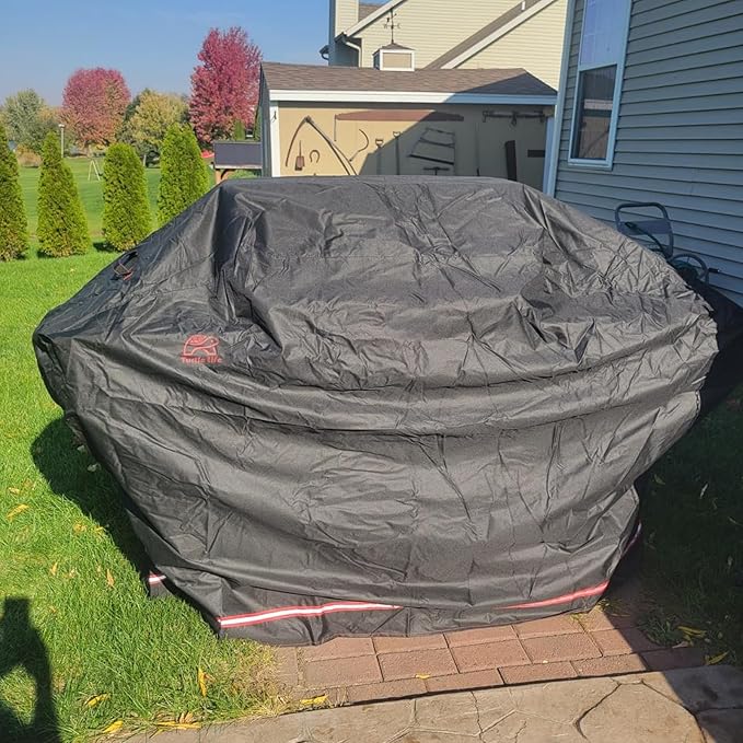 Turtle Life BBQ Grill Cover 76-83 Inch Adjustable Heavy Duty Waterproof 6 or More Burner Barbecue Gas Grill Covers for Weber Summit Series Royal Gourmet MG Series Black
