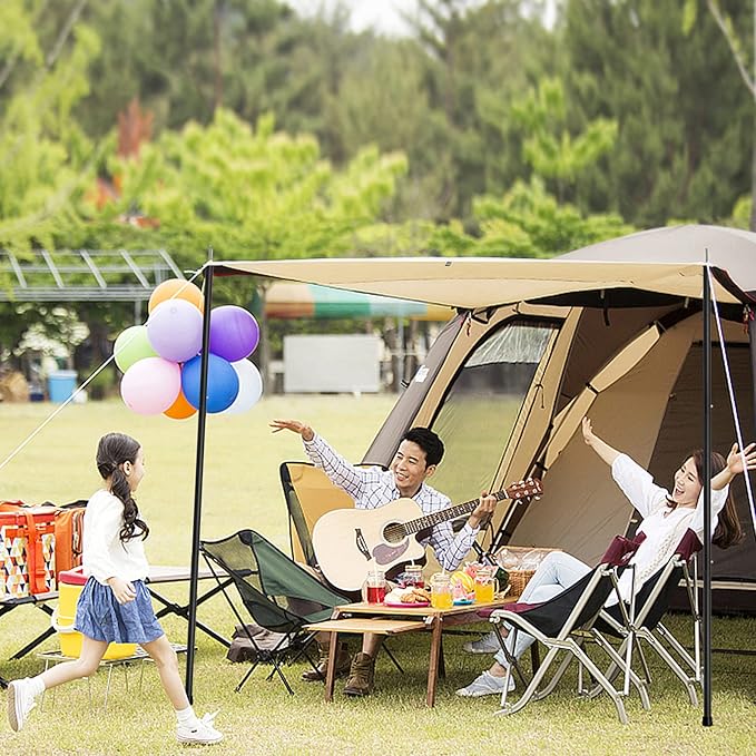 SAN LIKE Aluminum Tent Poles for Tarp 60inch 2 Sets (4 Sections) Black Waterproof Camping