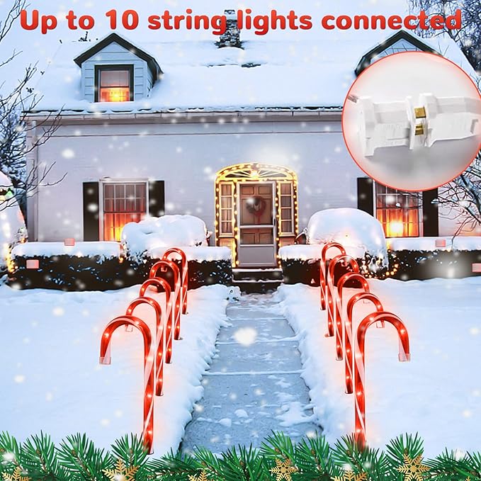 Christmas Candy Cane Pathway Makers Lights 10 inch Set of 10 Candy Canes Lights Outdoor Candy Cane Lights Christmas Decorations Outdoor