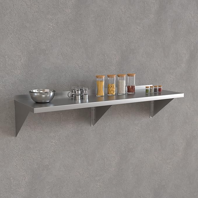 16 Gauge Stainless Steel 18 x 60 Heavy Duty Wall Shelf