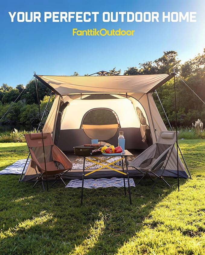 FanttikOutdoor Zeta C8/C10 Apex Camping Tent 8/10 Person Instant Cabin Tent Setup in 60s Family Tent with Carry Bag for Family Camping &amp Hiking Waterproof Upgraded Ventilation
