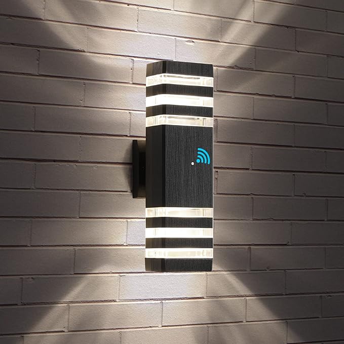 tewei 1 Pack Dusk to Dawn Outdoor Wall Lights Fixture Up and Down LED Outdoor Wall Sconce Porch Lights IP65 3000K Warm White Matte Black Exterior Lights for House Garage Front Porch