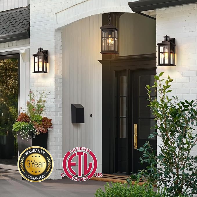Large Outdoor Pendant Lights forPorch Bronze Hanging Exterior Light Outdoor Hanging Light for House Porch Doorway Waterproof Anti-Rust 100% Aluminum