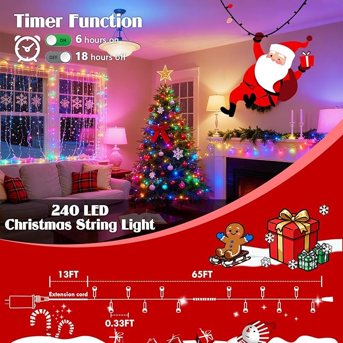 2025 New 88FT 240LED Smart Color Changing Easter String Lights Outdoor App Control RGB LED String Lights with Remote &amp Timer Waterproof Twinkle Easter Tree Lights Indoor for Holiday Xmas Decor