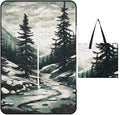 Zipper Hand Drawn Two Pine Trees Style Picnic Mat Suitable for Travel Camping Park Or Home Use