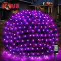 BlcTec Halloween Net Lights 200 LED 8.4ft x 5.2ft Purple Halloween Lights with 8 Modes Timer Connectable Waterproof and Green Wire Design for Trees Bushes Outdoor Decorations