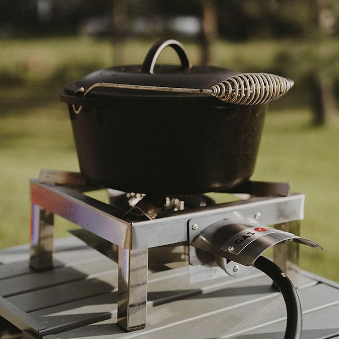 GasOne Stainless Steel Single Propane Burner - Outdoor Cooking with Heat Shield and Guard – Propane Burner Head for Camping Tailgating Seafood Boil Home Brewing - Patent Pending