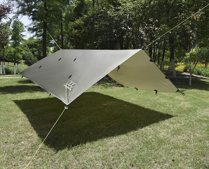 Gold Armour Rainfly Tarp Hammock Premium 20ft x 14.3ft Rain Fly Cover Waterproof Ultralight Camping Shelter Canopy Must Have Camping Essential Accessories (OD Green)