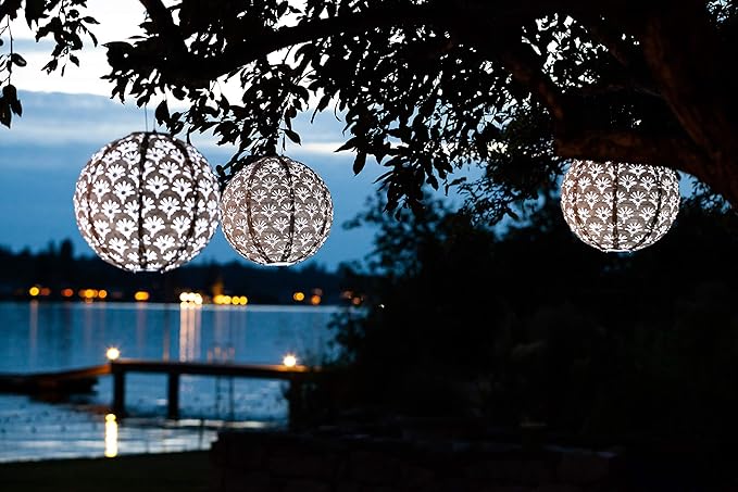Allsop Soji Stella - Deco Globe - 12 Outdoor Solar Lantern -White