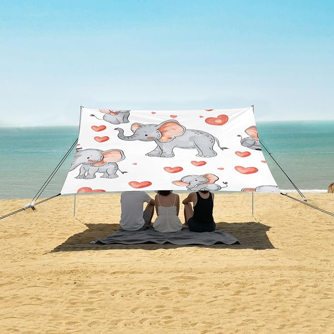 Elephant Camping Sun Shelter Beach Tent Portable Beach Sun Shade Outdoor Canopy for Camping Trips Fishing Picnic