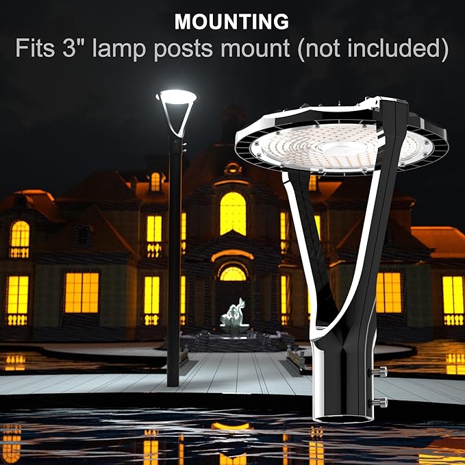 Lightdot LED Post Top Lights 150W Circular Area Light 22500Lm 5000K LED Parking Lot Light with Photocell Outdoor Pole Lights Fixture for Garden Yard Street Lighting - 2 Pack