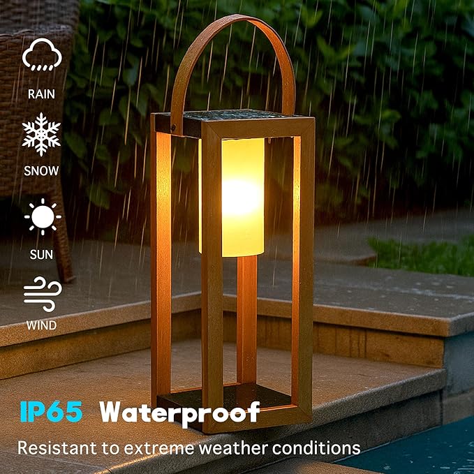 EcoGreen Solar Lantern with Handle for Outdoor Lighting – 7.87x22.83 in Waterproof Solar Light Warm White 8H Auto-On Portable for Patio Yard Pathway Camping &amp Porch (Single Pack)