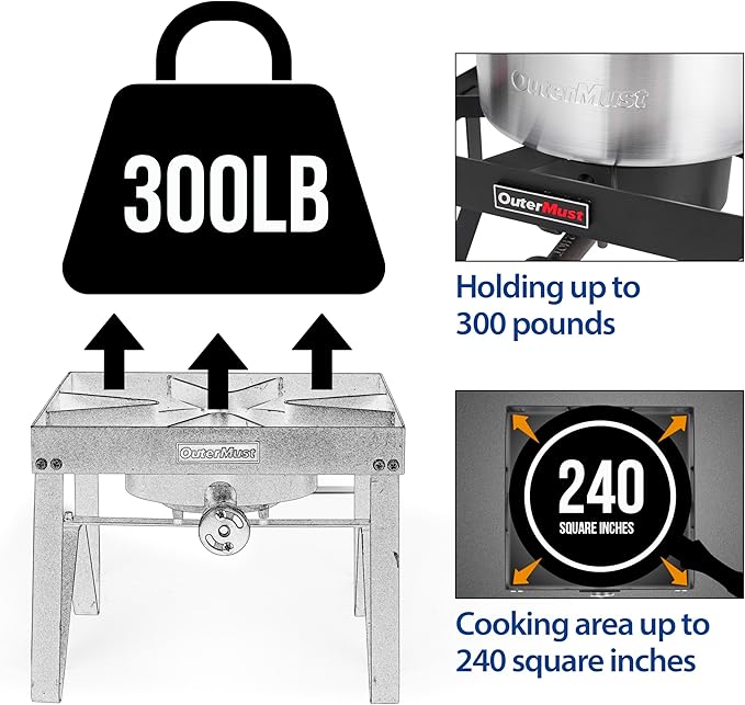 Outdoor Propane Burner Heavy Duty Propane Gas Stoves for Cooking with 10 PSI Regulator and Cast Iron Braided Holes Perfect for Home Brewing Crawfish Boiler Turkey Fryer and Seafood Boiler