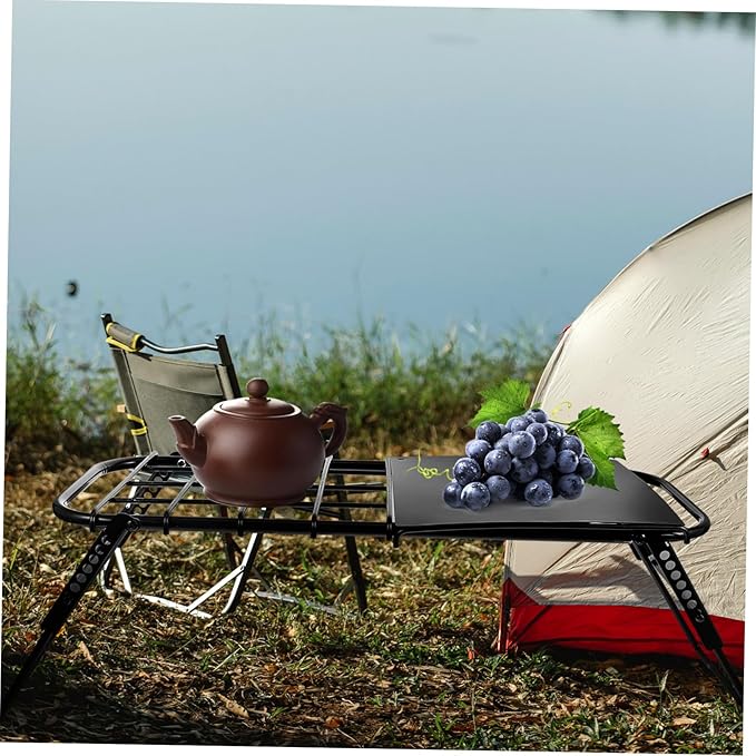 SUPVOX 1pcs Camping Picnic Table Portable Folding Table Metal Grill Outdoor BBQ Folding Camping Furniture Compact