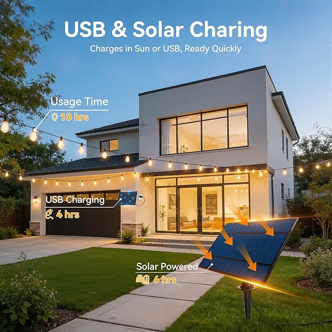 Ollny S11 30FT Solar String Lights Outdoor with Remote Waterproof Dimmable Patio Lights with Timer &amp 3 Lighting Modes 10 Shatterproof Edison Bulbs String Lights for Outside Backyard Party Décor