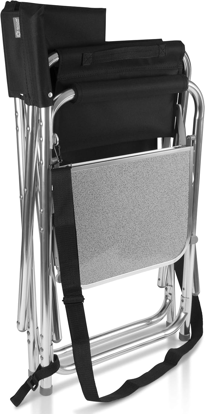 PICNIC TIME Disney The Incredibles Mr Incredible Sports Chair with Side Table Folding Beach and Camp Chair Portable Outdoor Chair with Carry Strap and Storage Pockets (Black)