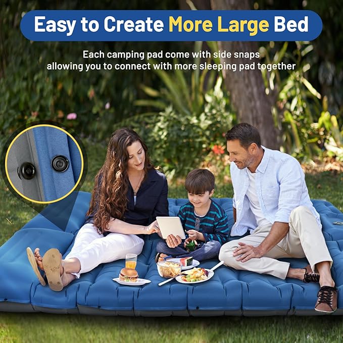 Camping Sleeping Pad Extra Thick 6 Inch Camping Mat with Pillow Built-in Foot Pump Ultralight Inflatable Sleeping Pads Compact for Hiking Backpacking Camping Traveling Tent Portable Sleeping Mat