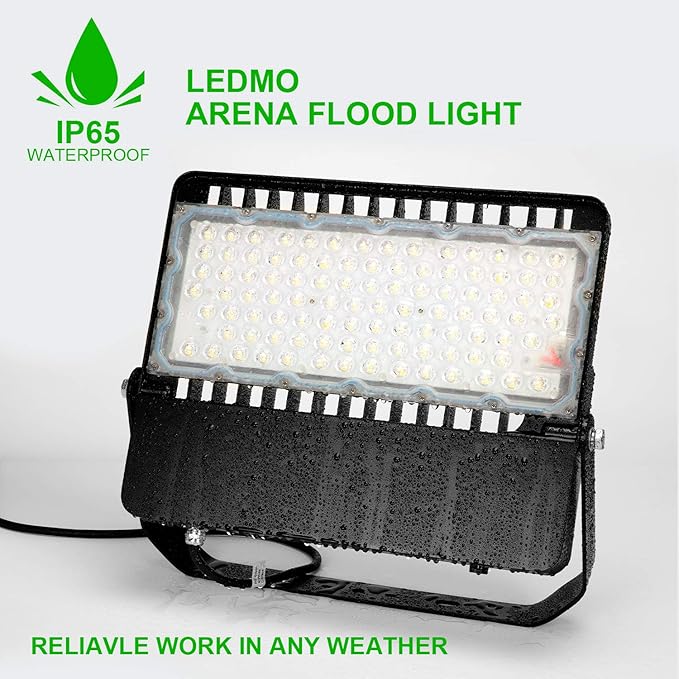 ledmo Super Bright LED Flood Light Outdoor Fixture with Dusk to Dawn Photocell - Commercial Grade Waterproof Floodlights for Large Stadiums 5000K 36000 Lumen (3 Pack)