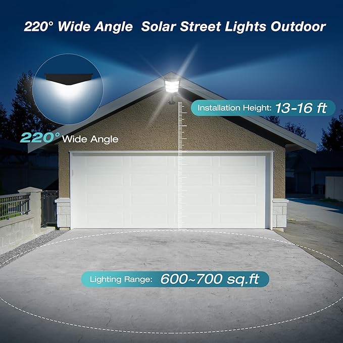 Sunwish Solar Street Lights Outdoor Wide Angle Solar Lights Outdoor Flood Lights Motion Sensor Dusk to Dawn Remote Control Waterproof IP66 Parking Lot Lights Commercial for Yard(4 Packs)