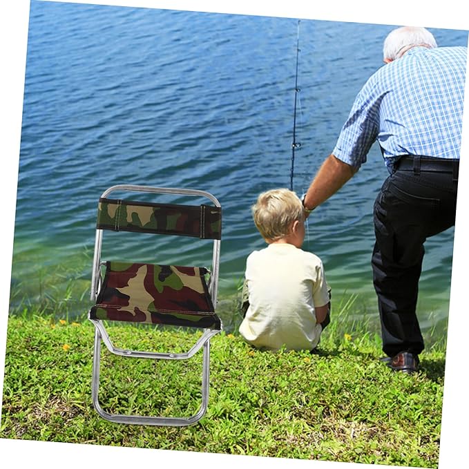 Folding Stool Large Portable Camping Chair Metal Backrest Easy to Carry for Outdoor Use