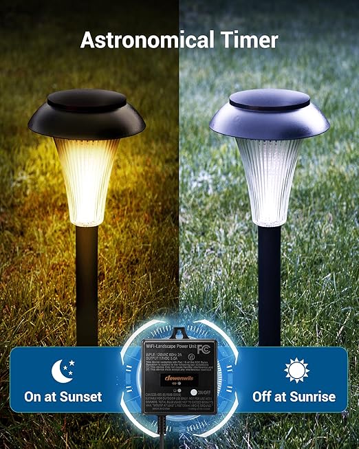 DEWENWILS 60W WiFi Low Voltage Transformer 120V AC to 12V DC Smart Outdoor Low Voltage Landscape Transformer with Timer Work with Alexa &amp Google Home Weatherproof for Landscape Lights ETL Lis