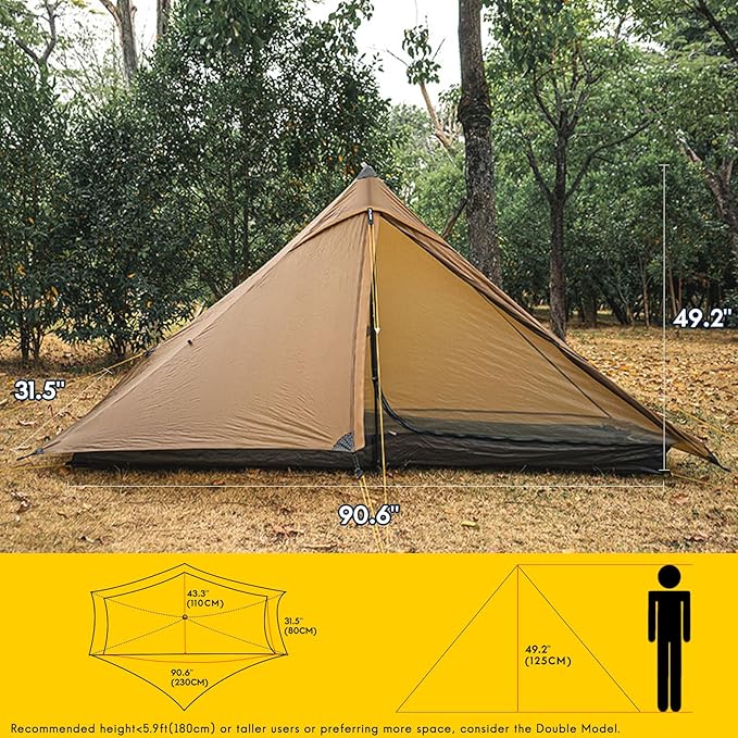 LANSHAN Ultralight Tent 3-Season Backpacking Tent for 1-Person or 2-Person Camping Trekking Kayaking Climbing Hiking
