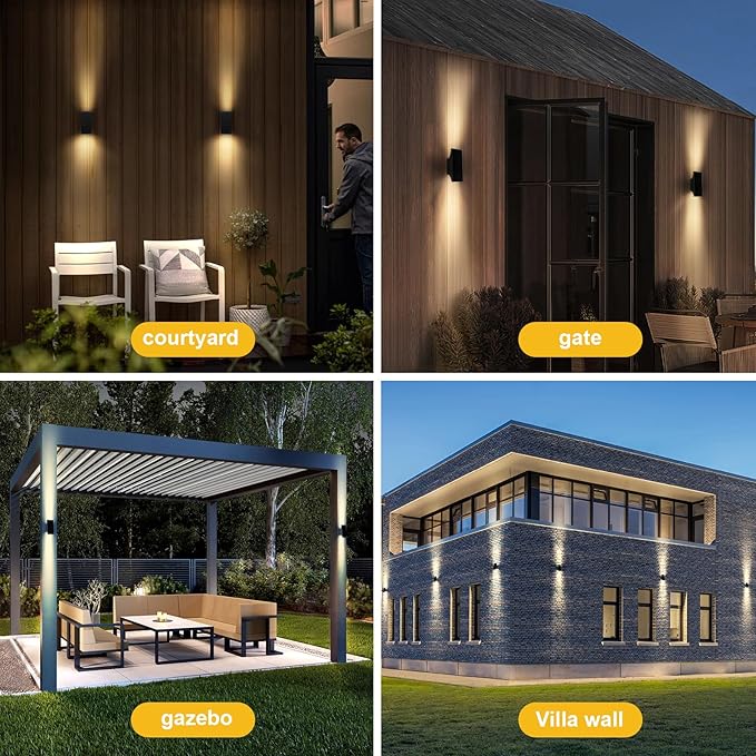 Solar Sconce Lights Outdoor Dimmable Solar Wall Lights Up and Down 3000K 700LM Solars Lights Outdoor IP65 Waterproof for Yard Patio Garage Porch 2pcs