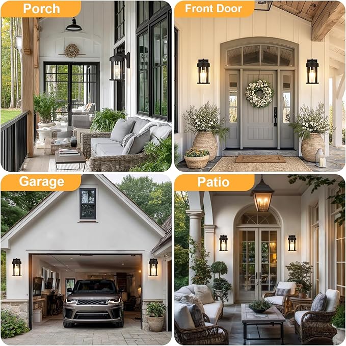OKELI Dusk to Dawn Outdoor Lights Fixture Wall Mount–Geometric Industrial Black Exterior Wall Sconce Waterproof Anti-Rust with Photocell Sensor Outside Porch Light for House Patio Entryway Garage
