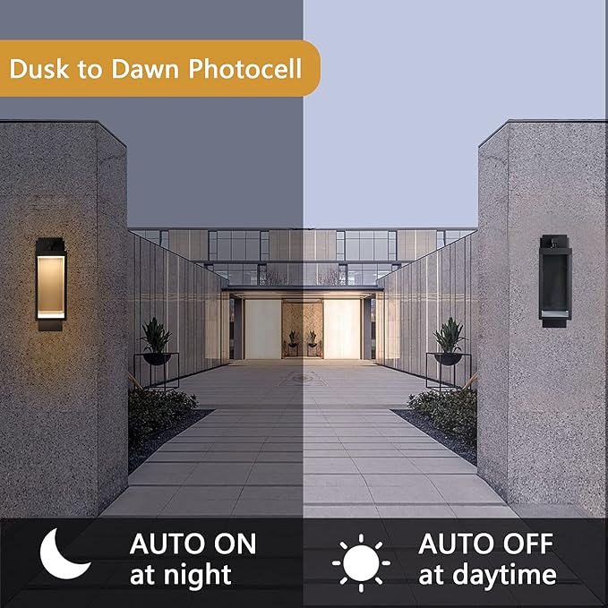 Modern Outdoor Light Fixtures Dusk to Dawn Outdoor Lighting15 Exterior Wall Sconce Porch Light Black Garage Lights Wall Lamp Waterproof Outdoor Lights for House Garden Front Door