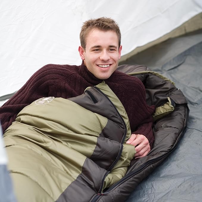 Coleman North Rim 0°F Big &amp Tall Sleeping Bag Cold-Weather Mummy Sleep Sack with No-Snag Zipper &amp Adjustable Hood for Warmth &amp Ventilation Large Camping Sleeping Bag