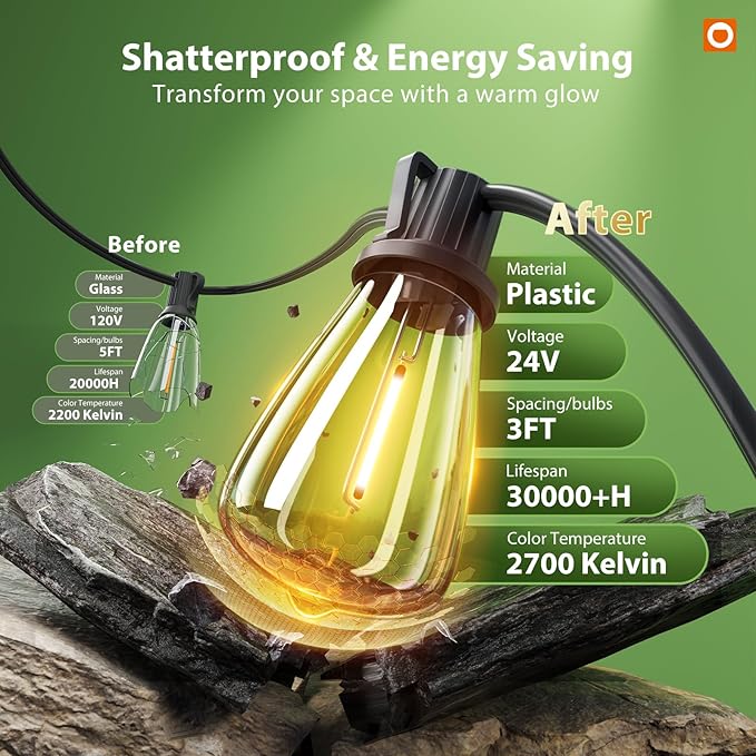 addlon 198(192+6) FT Solar String Lights Outdoor Waterproof with Remote 96+8 LED Shatterproof Bulbs Dimmable &amp Timable Solar Lights Outdoor Patio Lights for GardenBackyardPartyCamping Decor
