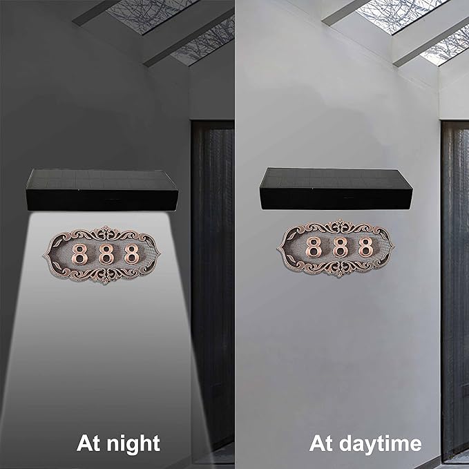 Solar Lights Outdoor for House Numbers - Black Adjustable Outdoor Solar Light for Address Sign Plate - Wall Light for HomeGardenPatio and Yard