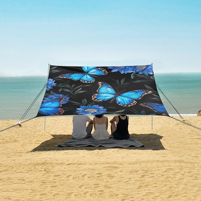 Butterfly Flowers FloralCamping Sun Shelters 9.2 x 10.5 FT Beach Canopy Tent Sun Shade with Carrying Bag for Camping Trips Fishing Backyard Fun or Picnics 21341679