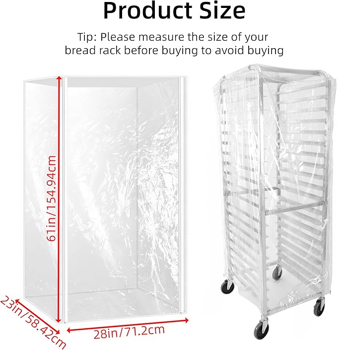 Sheet Pan Rack Cover Transparent PVC Foldable Wire Rack Cover for Foodservice Bread Racks Sheet Pan Cover Ideal for Home Kitchen and Restaurant Use (20 Tier)
