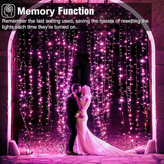 100FT 300 LED Christmas Lights Pink Outdoor String Lights with 8 Modes Waterproof Plug in Connectable String Twinkle Lights Green Wire for Indoor Patio Garden Love Party Decorations