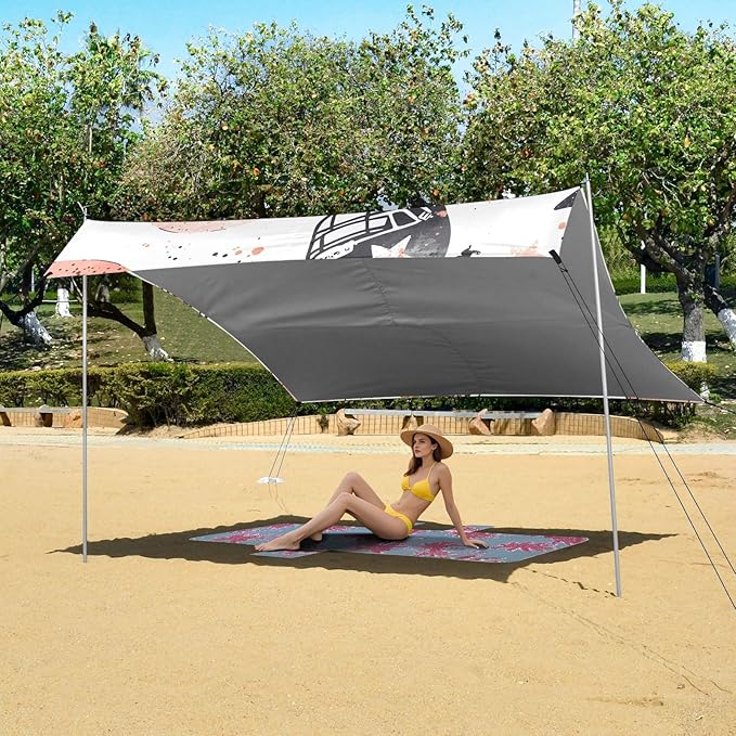 Pattern Rugby Stars Pattern Camping Sun Shelter Beach Tent Portable Beach Sun Shade Outdoor Canopy for Camping Trips Fishing Picnic
