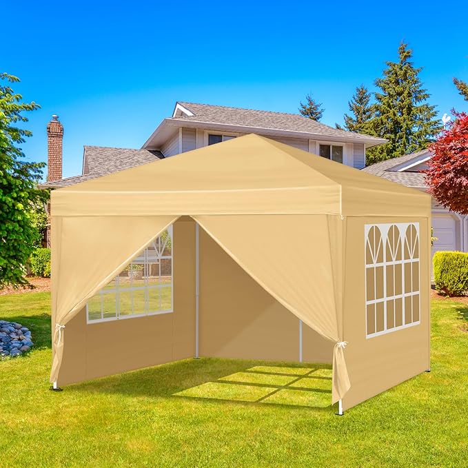 3 x 3m Two Doors &amp Two Windows Practical Waterproof Right-Angle Folding Tent Khaki
