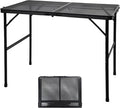 Camping Table with Mesh Desktop Lightweight &amp Portable Folding Grill Table Height Adjustable Metal Outdoor Table for Camp Cooking BBQ RV Picnic-3 FT Black