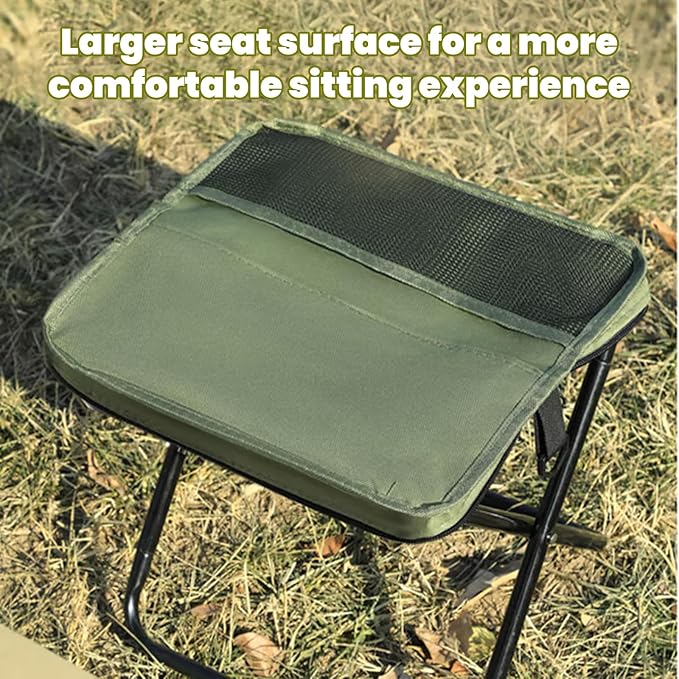 Foldable Pocket Backpack Stool Ultralight Portable Camping Hiking Chair Waterproof Oxford Fabric Compact Collapsible Travel Seat for Backpacking Fishing Outdoors (KhakiLarge)