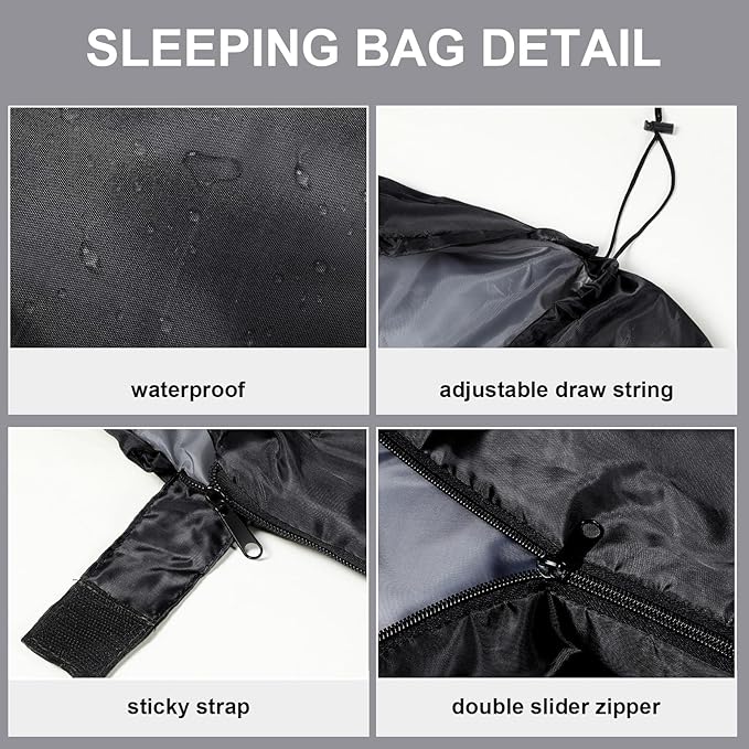Tudomro Camping Sleeping Bag for Adults Lightweight Packable Waterproof Camping Gear Equipment to Keep Warm for Outdoor Backpacking Hiking Travel