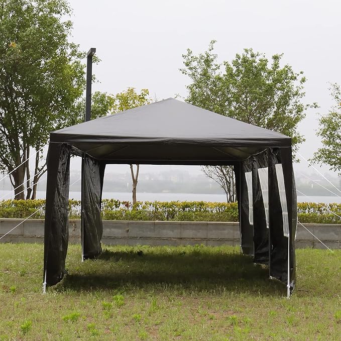 10'x30' Outdoor Party Tent with 8 Removable Sidewalls Waterproof Canopy Patio Wedding Gazebo Black