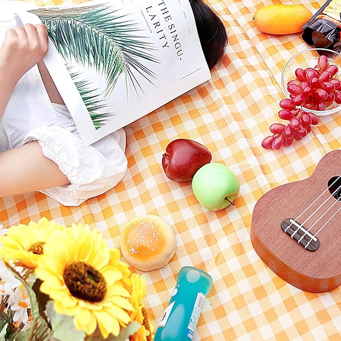 Custom Picnic Blanket Foldable Gingham Beach Mat Waterproof Sandproof Personalized Name Text Logo for Outdoor Camping Lawn Park Hiking Patio