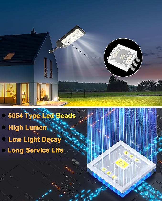 JAYNLT Y-8600W Solar Street Lights Outdoor 6500K Commercial Parking Lot Light Dusk to Dawn Solar Security Flood Lights Motion Sensor for Basketball Court Road Yard