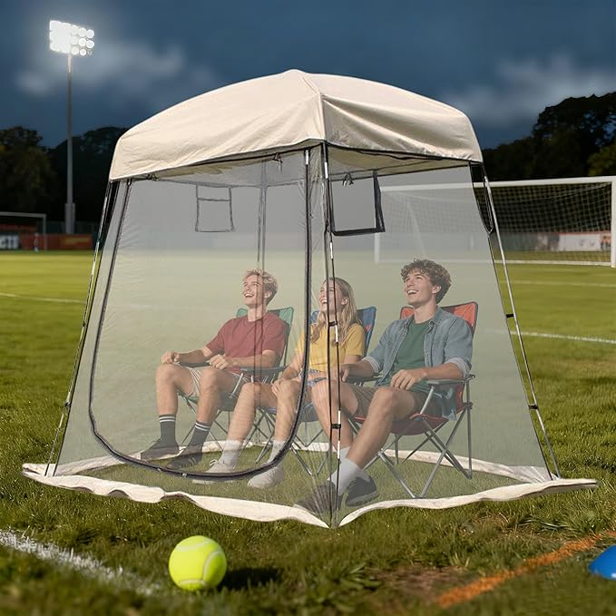 2-3 Person Clear Sport Tent with Extra Rain Cover - Windproof Winter Tent for Ice Fishing Backyard &amp Outdoor Sports